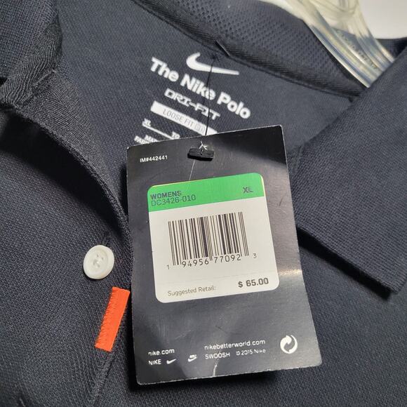 NWT Nike Woman’s Cropped Golf Polo Black Dri-fit Size XL Loose Fit DC3426-010 - Picture 6 of 13